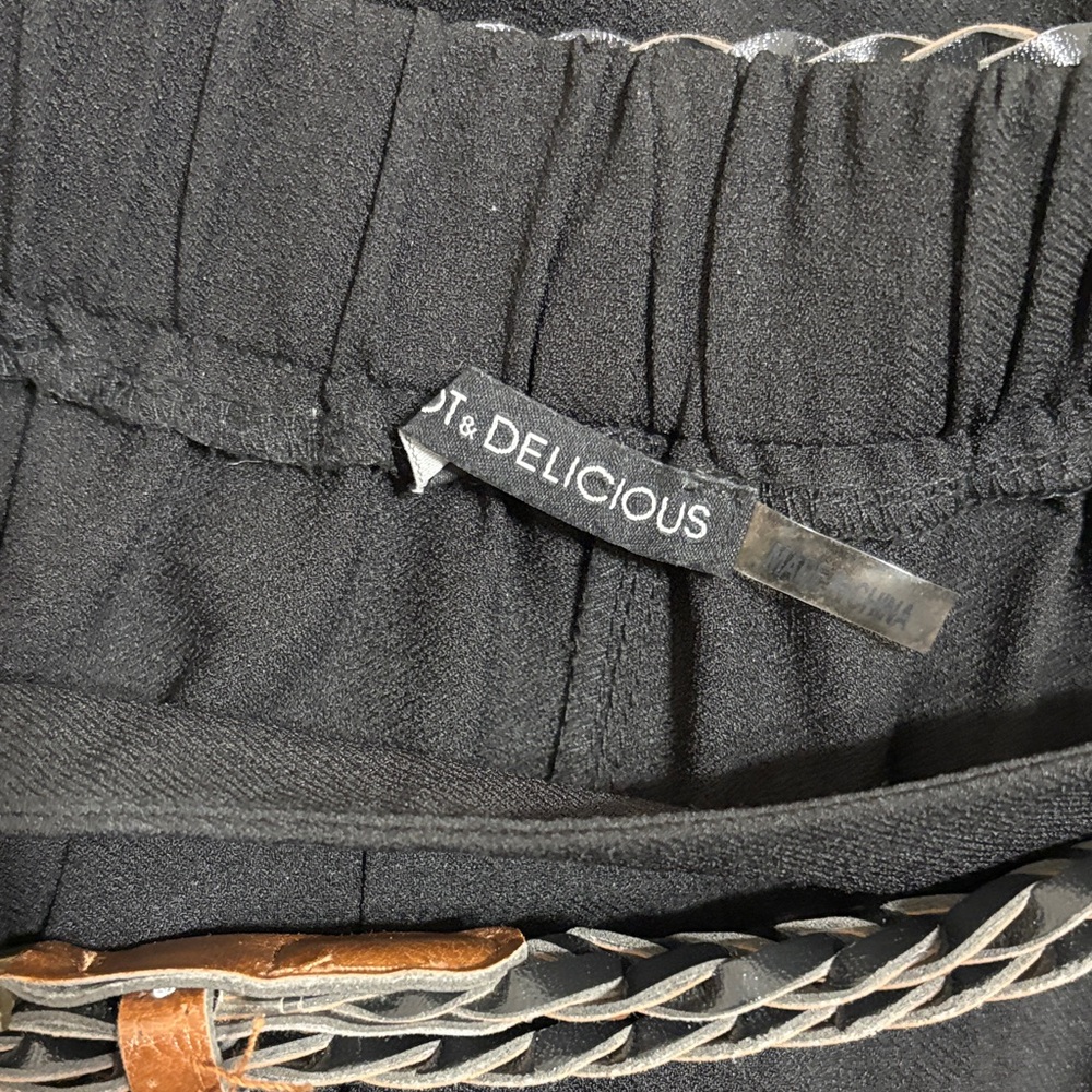 Modcloth Black Midi Skirt with Brown Braided Belt - Picture 5 of 8